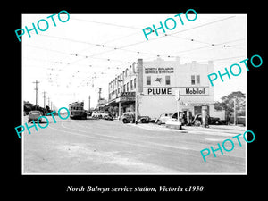 OLD LARGE HISTORIC PHOTO OF NORTH BALWYN MOBIL SERVICE STATION c1950, VICTORIA