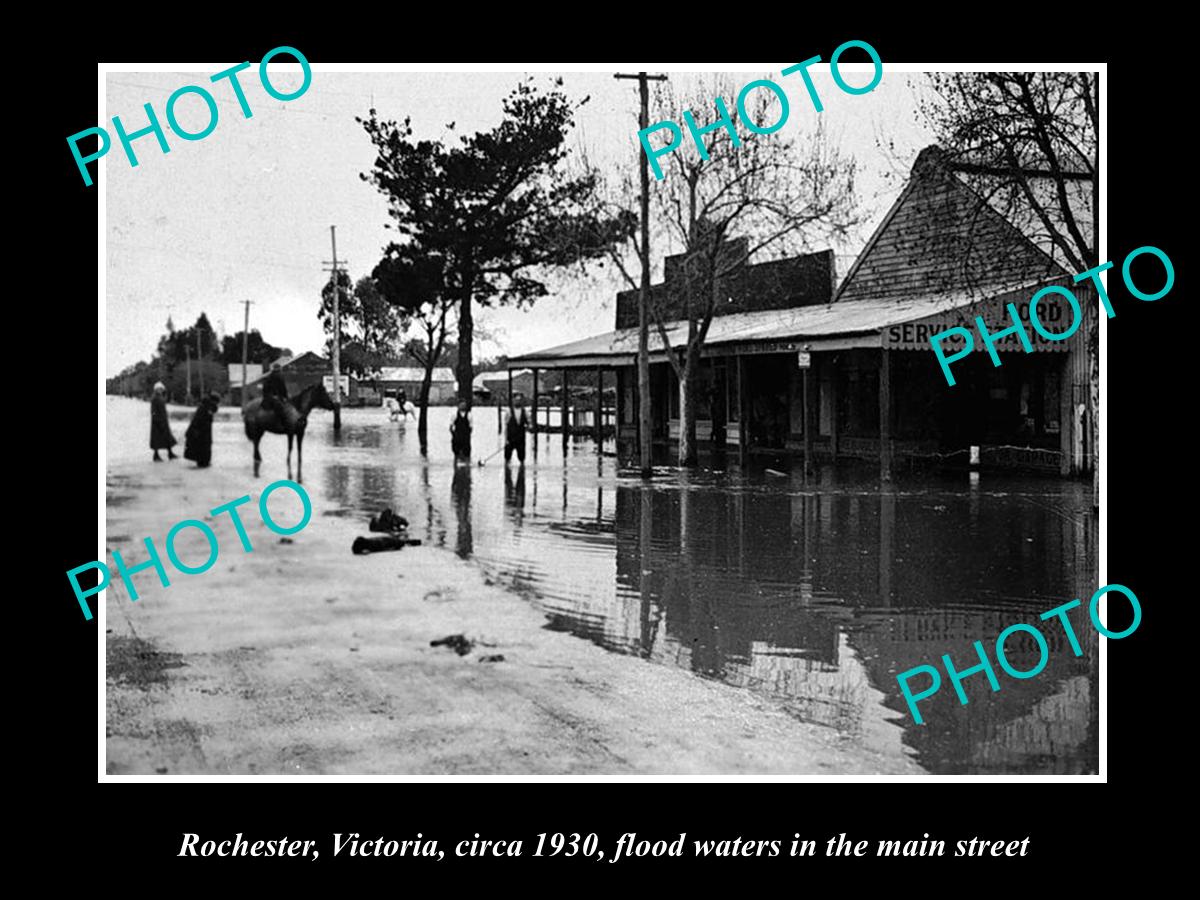 OLD LARGE HISTORIC PHOTO OF ROCHESTER VICTORIA, FLOOD WATERS IN MAIN STREET 1930