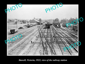 OLD LARGE HISTORIC PHOTO OF STAWELL VICTORIA, VIEW OF THE RAILWAY STATION c1922