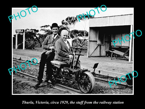 OLD LARGE HISTORIC PHOTO OF THURLA VICTORIA, RAILWAY STATION, MILDURA AREA c1929