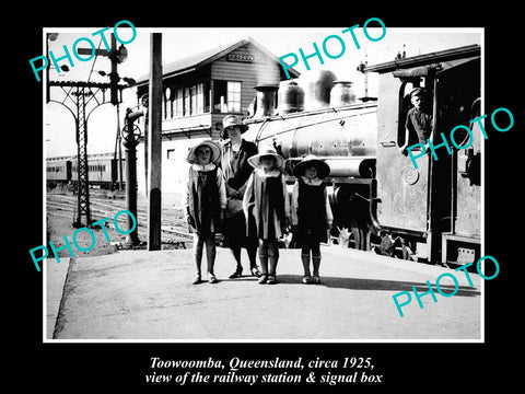 OLD LARGE HISTORIC PHOTO OF TOOWOOMBA QLD, THE RAILWAY STATION & SIGNAL BOX 1925