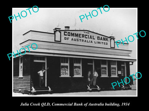 OLD LARGE HISTORIC PHOTO OF JULIA CREEK QLD, COMMERCIAL BANK OF AUSTRALIA c1934