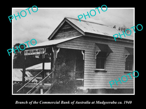 OLD LARGE HISTORIC PHOTO OF MUDGEERABA QLD, COMMERCIAL BANK OF AUSTRALIA c1940