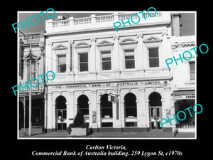 OLD LARGE HISTORIC PHOTO OF CARLTON VICTORIA, COMMERCIAL BANK OF AUSTRALIA c1970