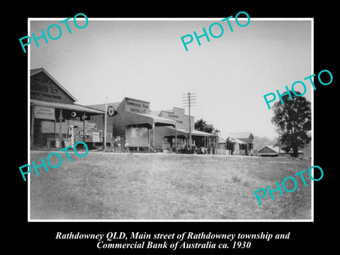 OLD LARGE HISTORIC PHOTO OF RATHDOWNEY QLD, COMMERCIAL BANK OF AUSTRALIA c1930