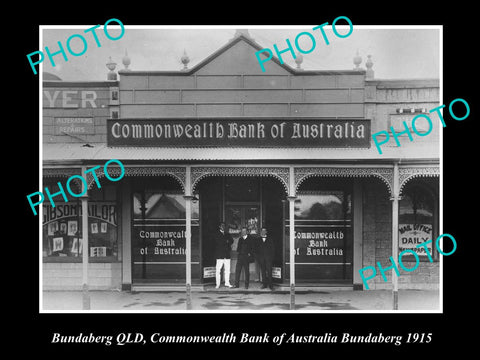 OLD LARGE HISTORIC PHOTO OF BUNDABERG QLD, COMMONWEALTH BANK OF AUSTRALIA c1915