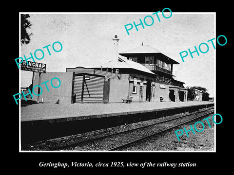 OLD LARGE HISTORIC PHOTO OF GERINGHAP VICTORIA, VIEW OF THE RAILWAY STATION 1925