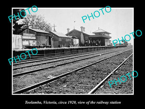 OLD LARGE HISTORIC PHOTO OF TOOLAMBA VICTORIA, VIEW OF THE RAILWAY STATION 1920