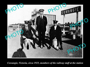 OLD LARGE HISTORIC PHOTO OF COWANGIE VICTORIA, VIEW OF THE RAILWAY STATION 1925