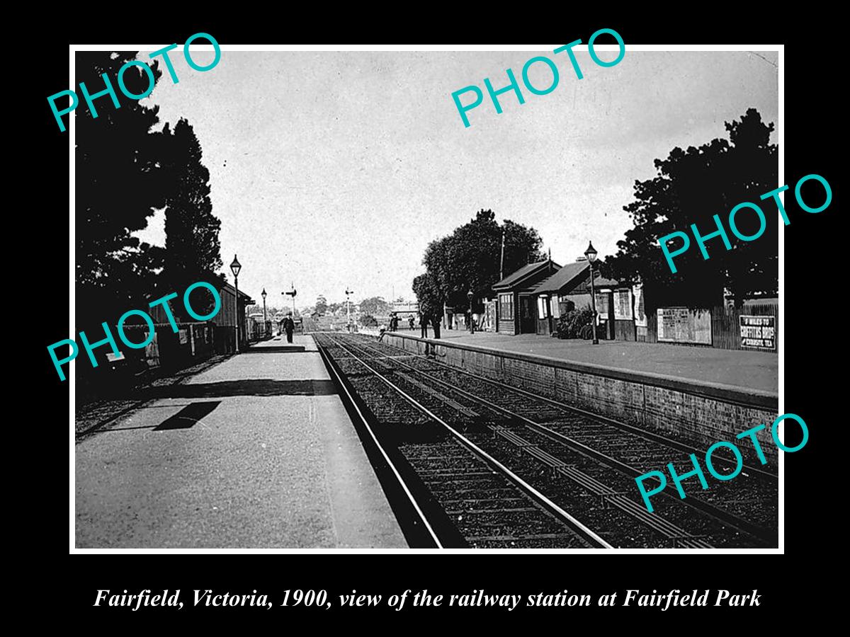 OLD LARGE HISTORIC PHOTO OF FAIRFIELD VICTORIA, VIEW OF THE RAILWAY STATION 1900