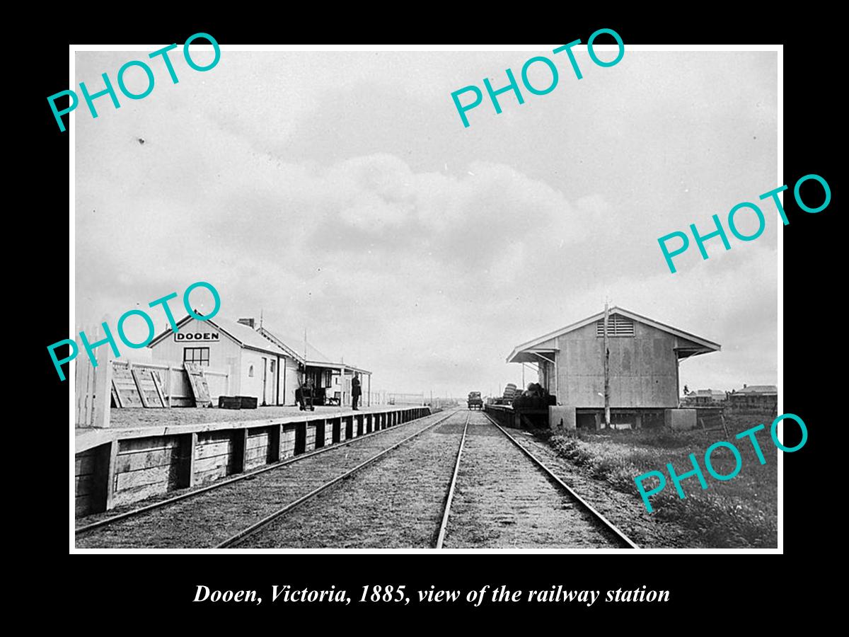 OLD LARGE HISTORIC PHOTO OF DOOEN VICTORIA, VIEW OF THE RAILWAY STATION 1885