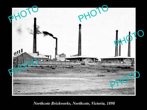 OLD LARGE HISTORIC PHOTO OF NORTHCOTE VICTORIA, VIEW OF THE BRICKWORKS c1898