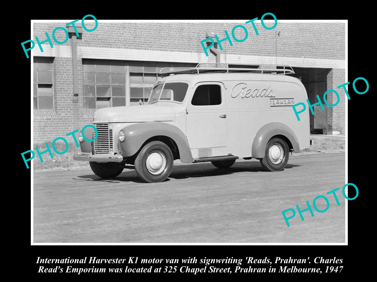 OLD HISTORIC PHOTO OF INTERNATIONAL HARVESTER K1 VAN, PRAHRAN VICTORIA c1947