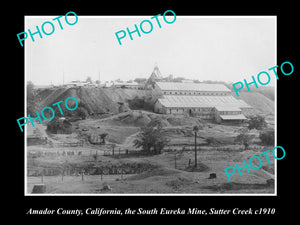 OLD LARGE HISTORIC PHOTO OF SUTTER CREEK CALIFORNIA,THE SOUTH EUREKA MINE 1910