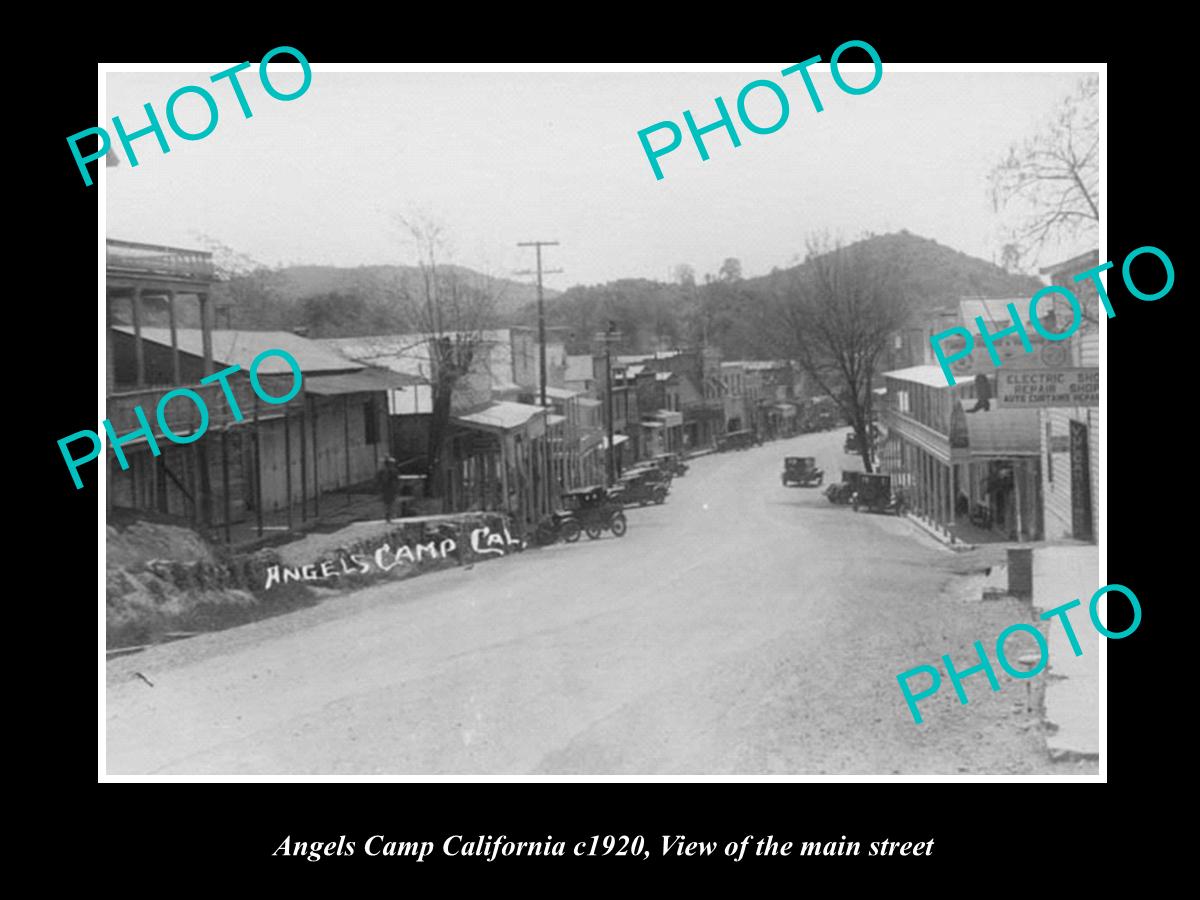 OLD LARGE HISTORIC PHOTO OF ANGELS CAMP CALIFORNIA, VIEW OF MAIN STREET c1920