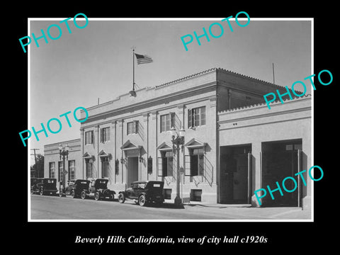 OLD LARGE HISTORIC PHOTO OF BEVERLY HILLS CALIFORNIA, VIEW OF CITY HALL c1920