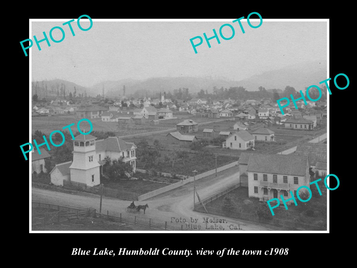 OLD LARGE HISTORIC PHOTO OF BLUE LAKE CALIFORNIA, VIEW OF TOWNSHIP c1908