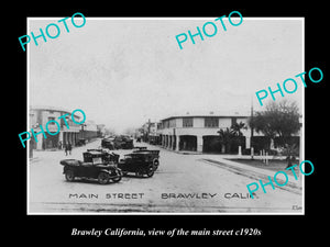 OLD LARGE HISTORIC PHOTO OF BRAWLEY CALIFORNIA, VIEW OF MAIN STREET c1920