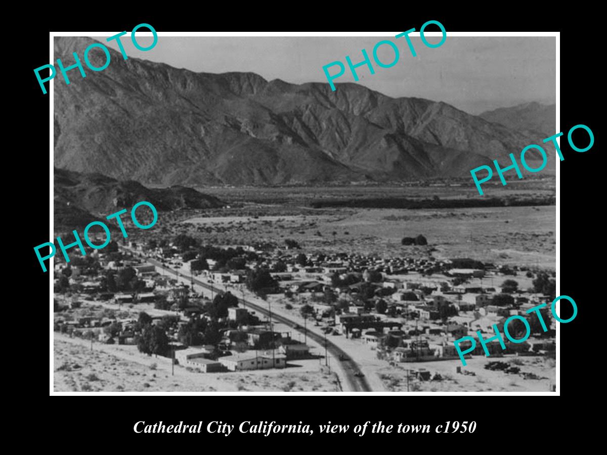 OLD LARGE HISTORIC PHOTO OF CATHEDRAL CITY CALIFORNIA, VIEW OF TOWNSHIP c1950