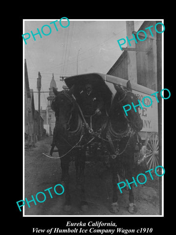 OLD LARGE HISTORIC PHOTO OF EUREKA CALIFORNIA, THE HUMBOLT ICE Co WAGON c1910