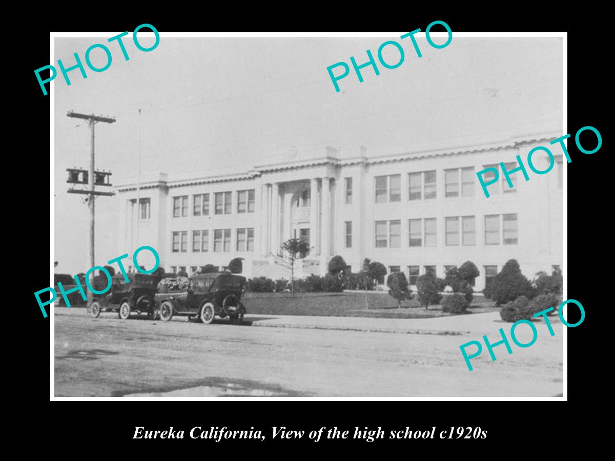 OLD LARGE HISTORIC PHOTO OF EUREKA CALIFORNIA, VIEW OF THE HIGH SCHOOL c1920