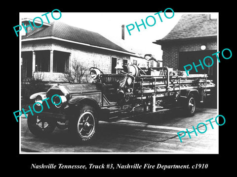 OLD LARGE HISTORIC PHOTO OF NASHVILLE TENNESSEE, FIRE DEPARTMENT TRUCK c1910