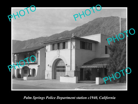 OLD LARGE HISTORIC PHOTO OF PALM SPRINGS CALIFORNIA, THE POLICE STATION c1940