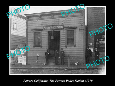 OLD LARGE HISTORIC PHOTO OF POTRERO CALIFORNIA, THE POTROEO POLICE STATION c1910