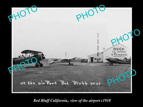 OLD LARGE HISTORIC PHOTO OF RED BLUFF CALIFORNIA, VIEW OF THE TOWN AIRPORT c1930