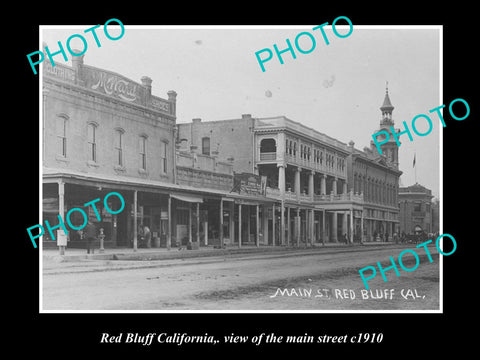 OLD LARGE HISTORIC PHOTO OF RED BLUFF CALIFORNIA, VIEW OF MAIN STREET c1910