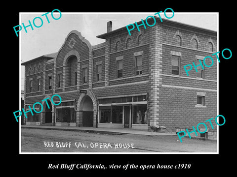 OLD LARGE HISTORIC PHOTO OF RED BLUFF CALIFORNIA, VIEW OF OPERA HOUSE c1910