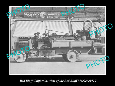 OLD LARGE HISTORIC PHOTO OF RED BLUFF CALIFORNIA, THE RED BLUFF MARKET c1920