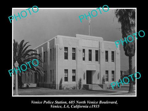 OLD LARGE HISTORIC PHOTO OF VENICE CALIFORNIA, THE VENICE POLICE STATION c1935