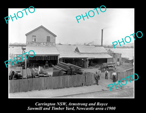 OLD LARGE HISTORIC PHOTO OF CARRINGTON NSW, TIMBER YARD, NEWCASTLE AREA c1900