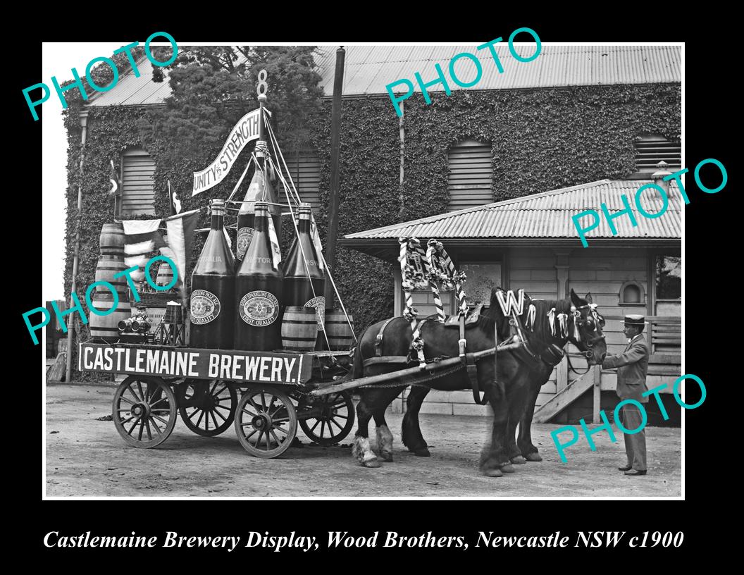 OLD LARGE HISTORIC PHOTO OF CASTLEMAINE BREWERY WOOD BROS DISPLAY NEWCASTLE 1900