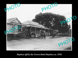 OLD LARGE HISTORIC PHOTO OF DAYBORO QLD, THE CROWN HOTEL c1910