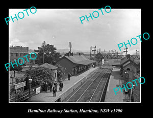 OLD LARGE HISTORIC PHOTO OF HAMILTON NSW, RAILWAY STATION PLATFORM c1900 1