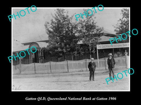 OLD LARGE HISTORIC PHOTO OF GATTON QLD, THE QUEENSLAND NATIONAL BANK c1906