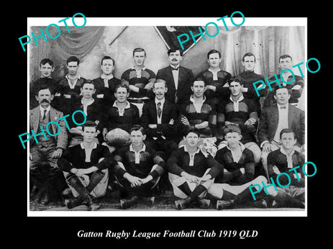 OLD LARGE HISTORIC PHOTO OF GATTON QLD, THE RUGBY LEAGUE FOOTBALL TEAM c1919