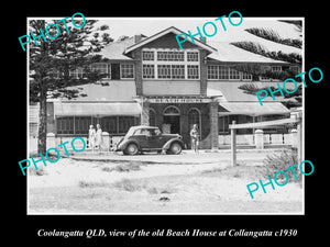 OLD LARGE HISTORIC PHOTO OF COOLANGATTA QLD, VIEW OF THE OLD BEACH HOUSE c1930