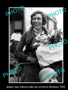 OLD LARGE HISTORIC AVIATION PHOTO OF AMY JOHNSON ARRIVING IN BRISBANE QLD 1930 1