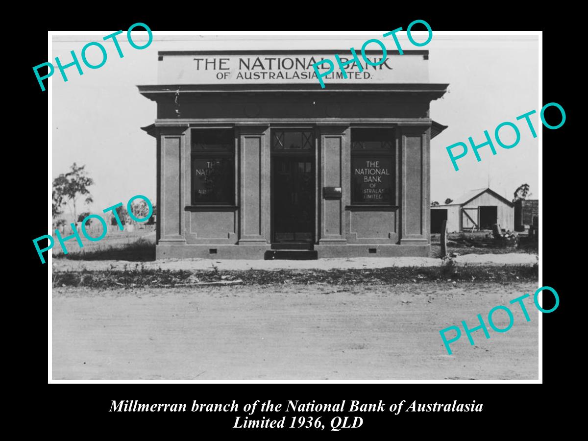 OLD LARGE HISTORIC PHOTO OF MILLMERRAN QLD, THE NATIONAL BANK BUILDING c1936