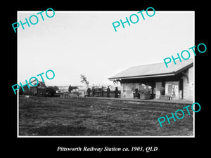 OLD LARGE HISTORIC PHOTO OF PITTSWORTH QLD, VIEW OF THE RAILWAY STATION c1903