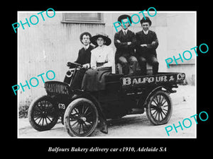 OLD HISTORIC PHOTO OF ADELAIDE SA, BALFOURS BAKERY DELIVERY CAR c1910