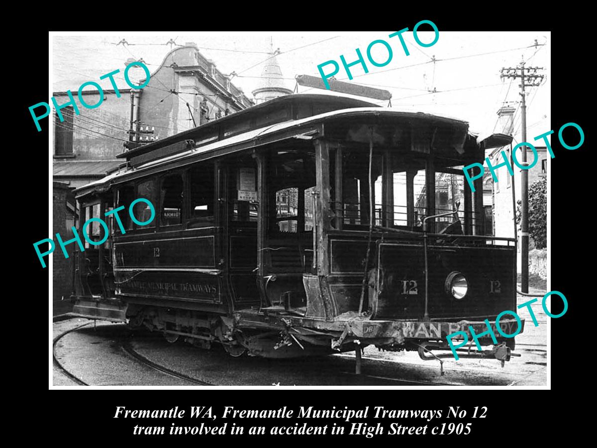 OLD LARGE HISTORIC PHOTO OF FREMANTLE WA, FREMANTLE TRAMWAYS CARRIAGE no 12 1905