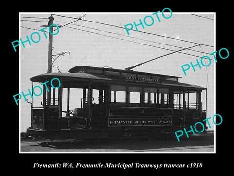 OLD LARGE HISTORIC PHOTO OF FREMANTLE WA, FREMANTLE TRAMWAYS CARRIAGE no 5 1910