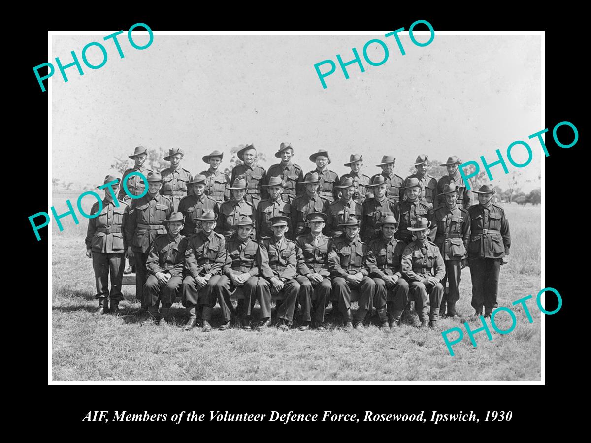 OLD LARGE HISTORIC PHOTO OF IPSWICH QLD, ROSEWOOD VOLUNTEERS DEFENCE FORCE c1930