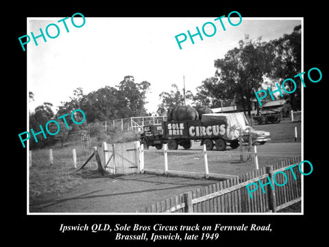 OLD LARGE HISTORIC PHOTO OF IPSWICH QLD, THE SOLE Bros CIRCUS ELEPHANTS c1949