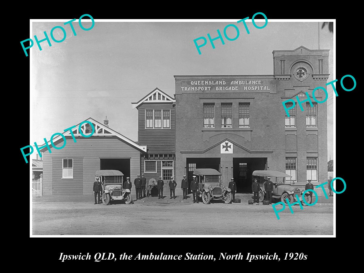 OLD HISTORIC PHOTO OF IPSWICH, QLD AMBULANCE TRANSPORT BRIGADE HOSPITAL 1920