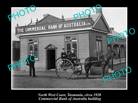 OLD LARGE HISTORIC PHOTO OF THE COMMERICAL BANK OF AUSTRALIA NORTH TASMANIA 1920